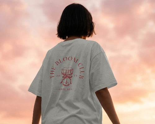 The Bloom Club Coupe Glass Tee — Retro Cocktail Club Graphic T-Shirt